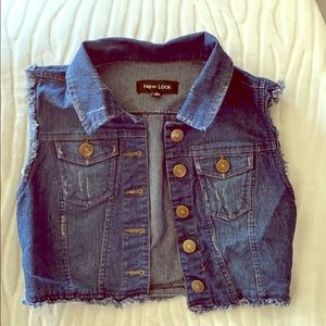 Cropped jean vest